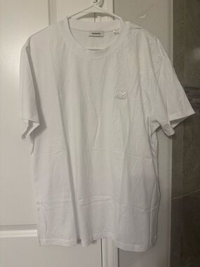 Sandro White Crewneck T-Shirt with Embroidered S Logo